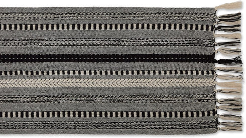 15x72 (15x77, DII Farmhouse Braided Stripe Table Runner Collection, Fringe Included), Black