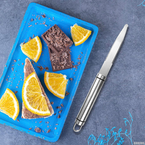 Grapefruit Knife with Curved Serrated Blade, Small Kitchen Cutter for Fruit Slicing, Stainless Steel Knife