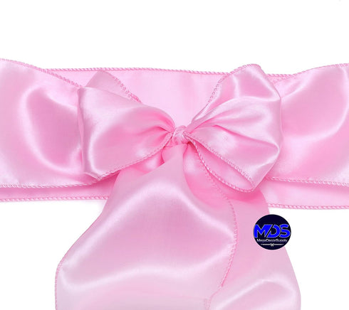 MDS Pack of 50 PCS Satin Chair Sashes, Charmeuse Sateen Dining Chair Bows for Wedding Party Decoration, 7 x 108 Inch,
