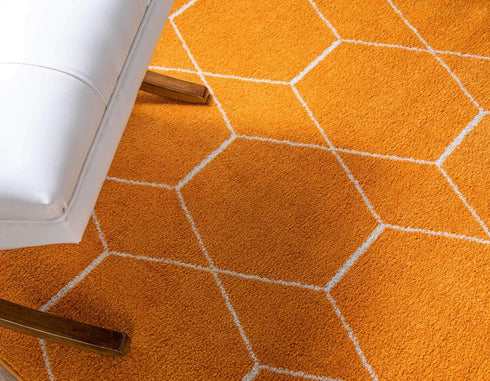 Unique Loom Trellis Frieze Collection Area Rug - Geometric Design (2' x 3' 1", Orange/Ivory)