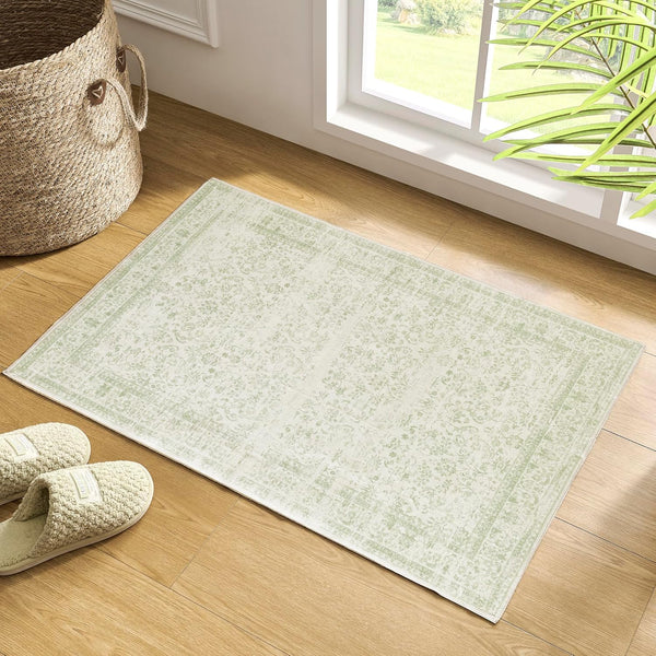 Sage Green 2x3 Boho Rugs for Hallway Kitchen Bathroom, Washable Non-Slip Bedside Bedroom Floor Laundry Room Rug