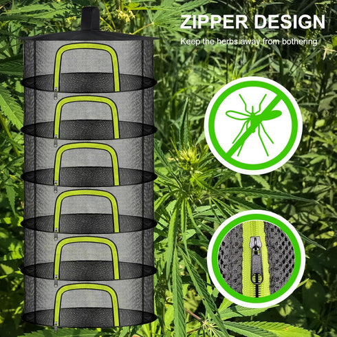 6 Clothes(6 Layers-23.62'') Layer Herb Drying Rack, Herb Drying Rack Hanging Mesh, Foldable Plant Drying Net