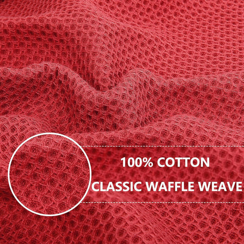 Homaxy 100% Cotton Waffle Weave Kitchen Dish Cloths, Ultra Soft Absorbent Quick Drying (12 x 12 Inches, 6-Pack, Brick