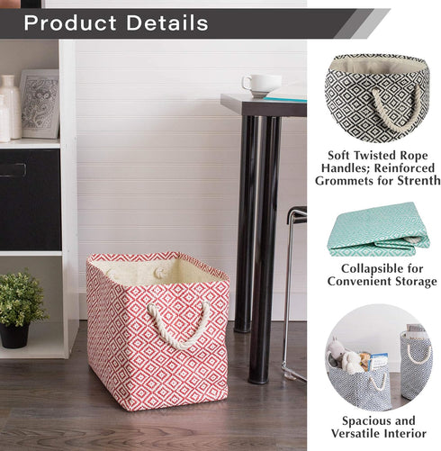 DII Woven Paper Storage Bin, Geo Diamond, Nautical Blue, Large Round
