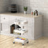 3-Tier Simple Houseware Multifunctional Rolling Utility Cart with Hanging Bucket, White