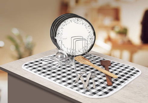 Buffalo Classic Check Plaid 2-Piece Dish Drying Mat Set - Extra Large 18"x24"