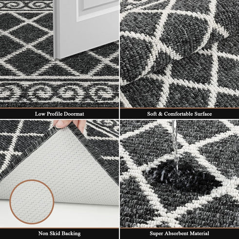 HEBE Kitchen Rug Sets 2 Piece with Non Slip Mats, Washable Kitchen Carpet Runner for Hallway and Laundry