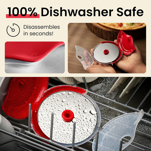 Kitchy Pizza Cutter Wheel Ergonomic Slicer with Protective Blade Cover (Red)