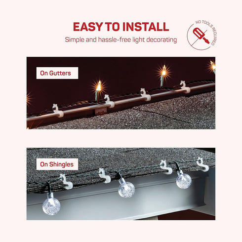 SEWANTA Christmas Light Clips - Set of 200 Mini Clips for Gutters and Shingles, Hanging Outdoor Lights