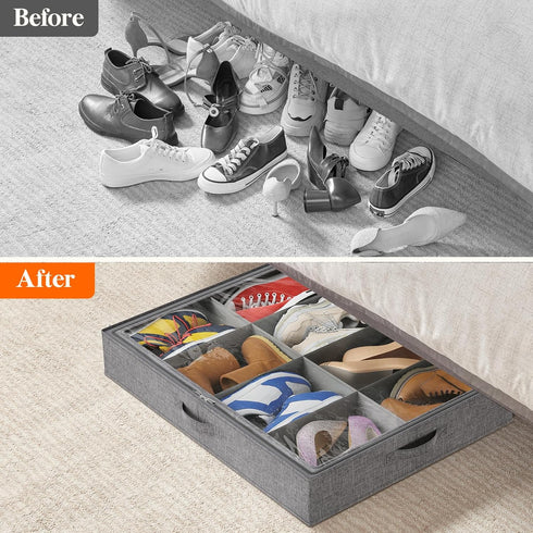 8 4.3 Inches 2 Pack Lifewit Under Bed Shoe Storage Organizer Fits Pair Sneakers, Tall Sturdy Structure Ultra Thick