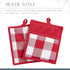 Elrene Home Fashions Farmhouse Living Buffalo-Check Pot-Holder Set, Rustic Kitchen Pot Holders, Set of 2, Red/White