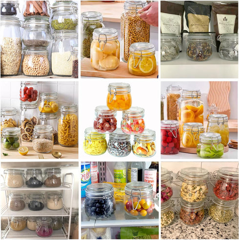 Glass Jar with Airtight Lid, 16 Oz Set of 2, Wide Mouth Leakproof Food Storage Containers for Coffee, Sugar