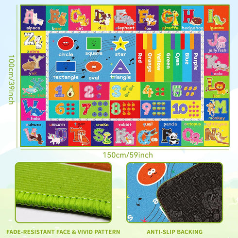 DINSUMRUG 59X39.4 INCH) ABC Kids Rug for Playroom, Educational Play Mat for Kids, Preschool Rugs with ABC, Numbers
