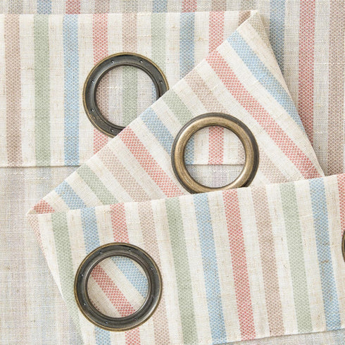 jinchan 84 inch Grommet 2 Linen Curtains for Living Room Candy Striped Curtains Length for Baby Girls Kids Room Ticking