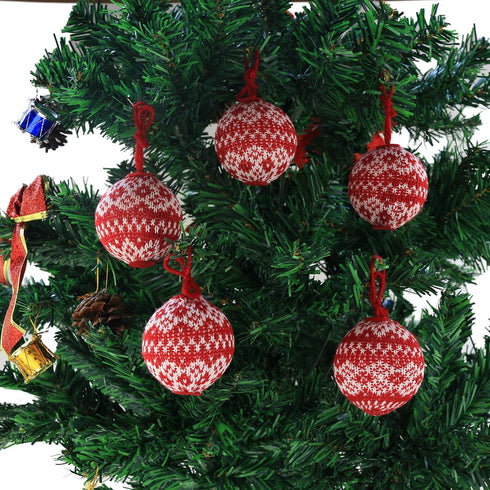 WEWILL 10 PCS Red Knitted Sweater Christmas Ball Ornaments - 2.75" Festival Decorations