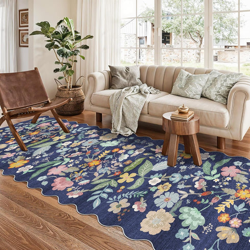 3x10 10ft Decor(3x10/Purple) Long Hallway Runner Rug: Washable Wide Floral Low-Pile Carpet for Entryway Kitchen Non