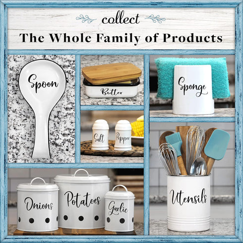 Home Acre Designs Sponge Holder for Kitchen Sink, Rustic Farmhouse Decor, White Ceramic
