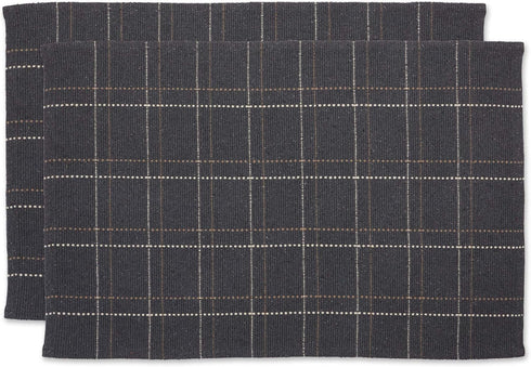 DII Woven Rugs Collection - Reversible 2x3' Area Rug Set, Mineral Plaid, 2 Piece, Recycled Yarn