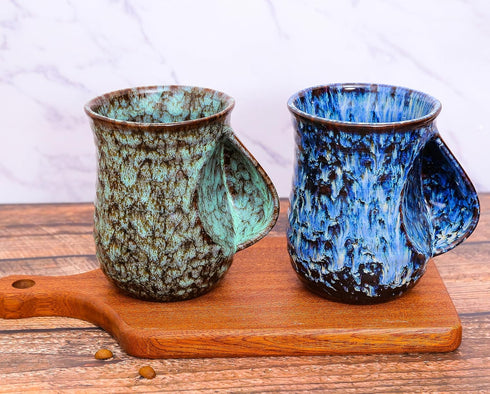 18oz Ceramic Hand Warmer Mug - Novelty Coffee Mug, Microwave and Dishwasher Safe - Blue