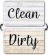 Rustic & White Wood Clean Dirty Magnet for Dishwasher, Reversible Sign Indicator, Magnetic Dish Washer Decor, Rustic