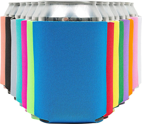 Blank Beer Can Coolers Sleeves - 14-Pack Soft Insulated Sleeves for Soda, Beer & Water Bottles, HTV Friendly
