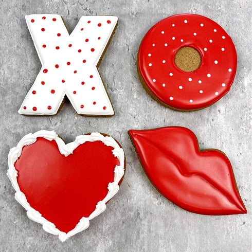 Ann Clark 4-Pc. Set Valentines Cookie Cutters Made in the USA, Lips, Heart, X, and O