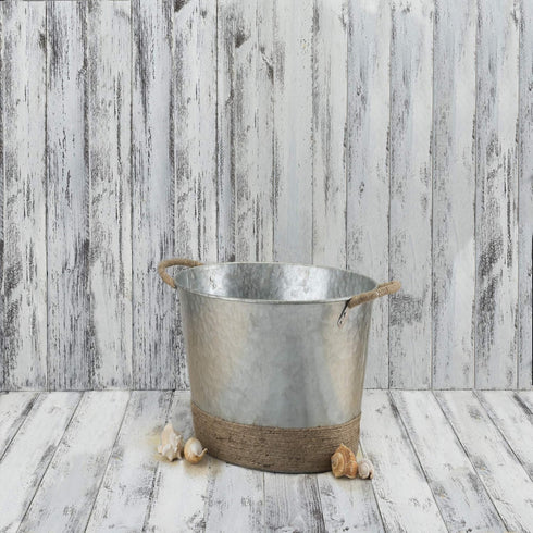 Twine Seaside Jute Rope Wrapped Farmhouse Galvanized Ice Metal Beverage Tub - 4.5 Gallons
