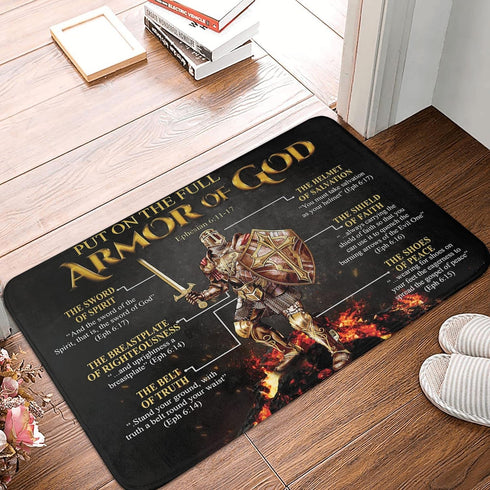 Welcome Door Mats Armor of God Knight Poster Rugs - Indoor Floor Greeting Doormat for Kitchen Bedroom 16x24 inch