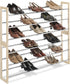 3 Whitmor Tier Expandable Shoe Rack -Stackable - Natural Wood and Chrome