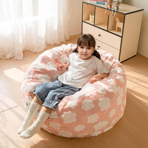 MAXYOYO Bean Bag Chair for Kids, Cloud Pattern Lazy Chair with High-Density Foam Filling, Stuffed Floor Sofa Couch