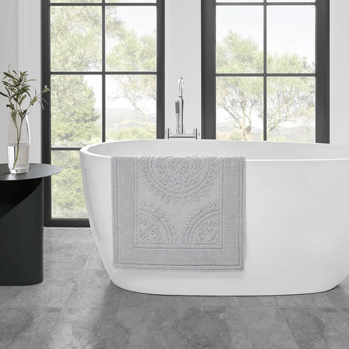 Jean Pierre New York Cotton StoneWash Medallion Bath Rug, 17x24 in., Gray