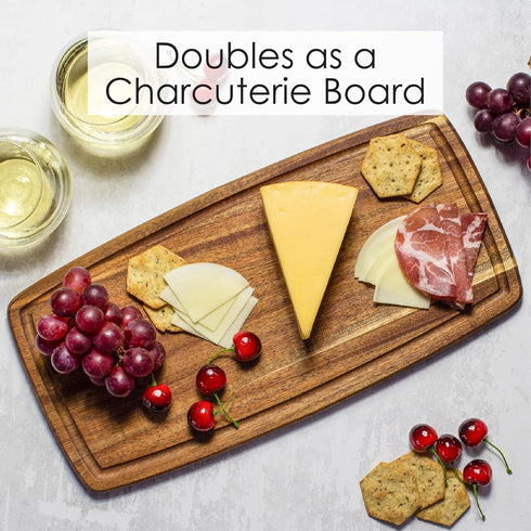 Acacia Wood Cutting Board with Juice Groove, 15-3/4" x 7-7/8" for Kitchen