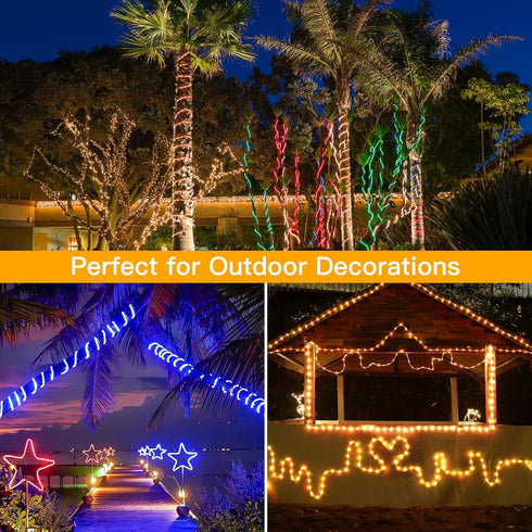 66FT 200 16 Ollny Rope Lights Outdoor Color Changing, LED Waterproof Plug in Christmas Lights with Remote, Colors