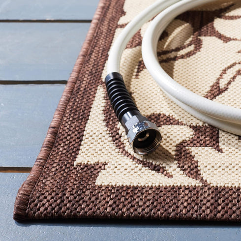 SAFAVIEH Courtyard Collection Accent Rug - 2' x 3'7", Chocolate & Natural, Non-Shedding & Easy Care, Indoor/Outdoor & Washable-Ideal for Patio, Backyard, Mudroom (CY2727-3409) by Safavieh
