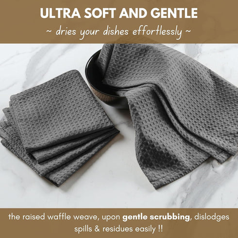 6 Pack 100% 12x12 inch Native Fab Waffle Dish Cloths - Cotton, Absorbent, Quick Dry & Soft Towels for Cleaning, Cooking