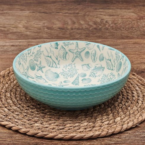 Pfaltzgraff Venice Set of 2 Teal and White Pasta Bowls, 8 Inch