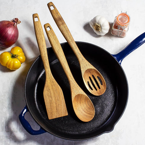 3 Piece Acacia Wood Kitchen Utensils Set, Wooden Cooking Utensils for Home and Kitchen