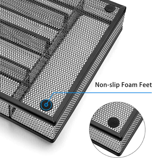 LIANYU Silverware Utensil Drawer Organizer, 5 Compartments Steel Mesh Cutlery Flatware Tray with Foam Feet, 9 1/4" W x 12 1/2" L x 2" H, Black by LIANYU