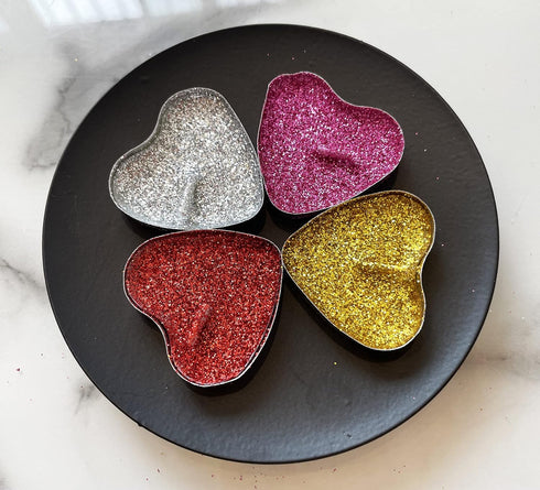 Bling Bling Heart-Shaped Tealight Candles, 10PCS Love Romantic Candle with 100PCS Silk Rose Petals for Weddings,