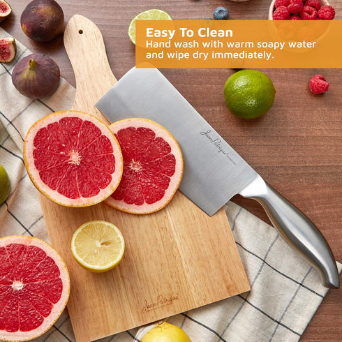 Jean-Patrique Cleaver Butcher Knife, Single Forged with Razor Sharp Edge, Kitchen Chopping Knife