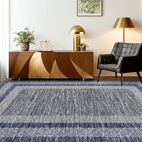 2x6 GarveeHome Modern Bordered Runner Rug Soft Non Slip Runner Washable Non Shedding Floor Carpet, Distressed Geometric