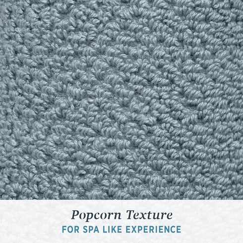 6 Pack 600 100% Welhome Franklin Premium Hand Towels Popcorn Textured Dusty Blue Bathroom Towels Hotel & Spa Towels