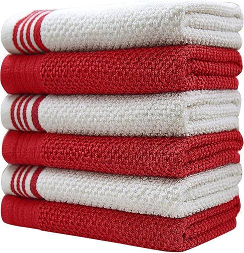 Premium Kitchen Towels, 16”x 28”, 6 Pack, Large Cotton Kitchen Hand Towels, Highly Absorbent Tea Towels Set