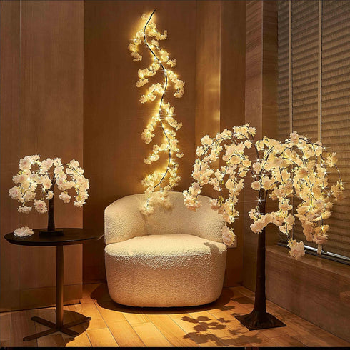 18IN 40 Hairui Lighted Cherry Blossom Tree Battery Operated Warm White LED Artifical Bonsai Tree with Timer USB Plug