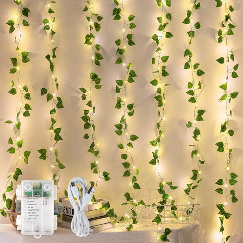 Lights,23ft 73LED woohaha Vine with Fairy Ivy String Light with Battery Operated,Leaf Light for Bedroom, Room, Wall