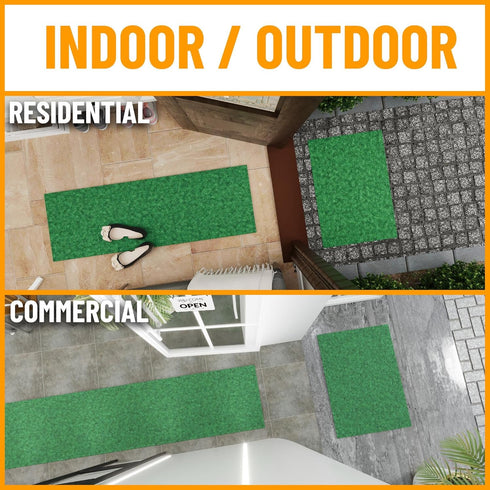 Ottomanson Scrabe Rib Collection Non-Slip Rubberback Solid Design 3X2 Indoor/Outdoor Runner Rug, 2'7'' x 2', Green