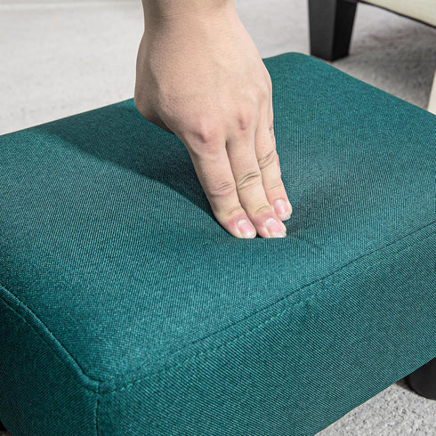 HOMCOM Ottoman Foot Rest, Small Foot Stool with Linen Fabric Upholstery and Plastic Legs, Cube Ottoman for Living Room