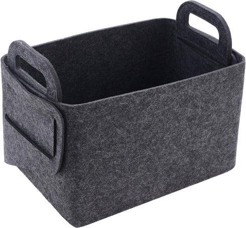 Storage Basket Felt Storage Bin, Collapsible Box Organizer with Carry Handles for Office, Bedroom, Closet, Babies,