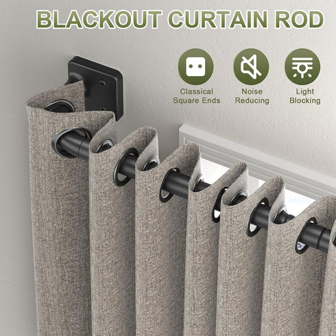 Curtain Rods for Windows 48 to 84, Blackout Curtain Rod Wrap Around Curtain Rod,5/8 Curtain Rod Telescoping Adjustable for Sliding Door Bedroom Kitchen RV, Black(32"-93") by Tigpengy