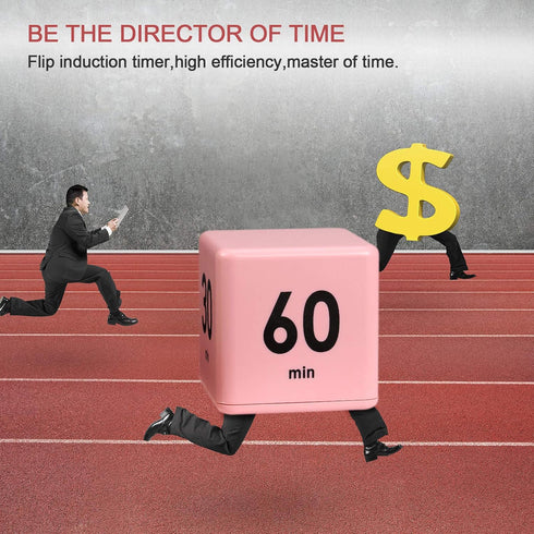 Weewooday Cube Timer Productivity Flip Timer for ADHD, 15 20 30 60 Minutes Countdown Learning Management (Pink)